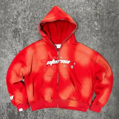 ซื้อ 100% แปรงผ้าหิน หนัก Hoodie วินเทจ ล้างกรด แสงแดด หมดสี พัฟพ์พิมพ์เต็มzip online manufacture
