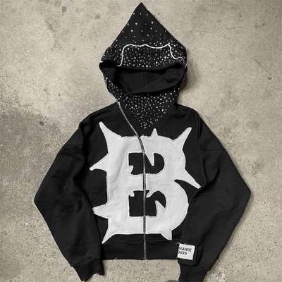ซื้อ ชุดเทอร์รี่ แพทช์ฝรั่งเศสแบบ Custom Y2k Cut Off Hoodie ในสไตล์ Washed Distressed online manufacture