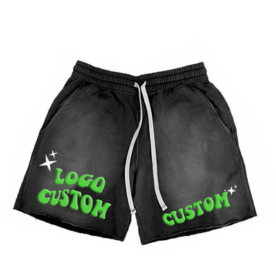 ซื้อ การพิมพ์แบบ Custom Screen Puff Mens Sweat Shorts ในกรด ล้างสตรีทวอเรทสไตล์ฮิปฮอป online manufacture