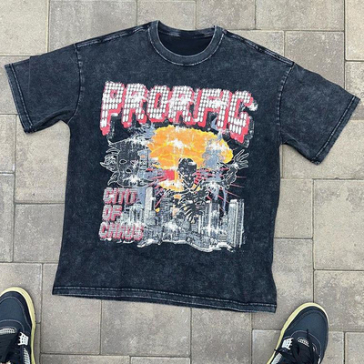 ซื้อ ชุดถนนแบบยูนิเซ็กซ์ เสื้อเสื้อสีดําขนาดใหญ่ ล้างด้วยกรด ล้างด้วยกรด ธรรมดา วินเทจ หินหนัก online manufacture