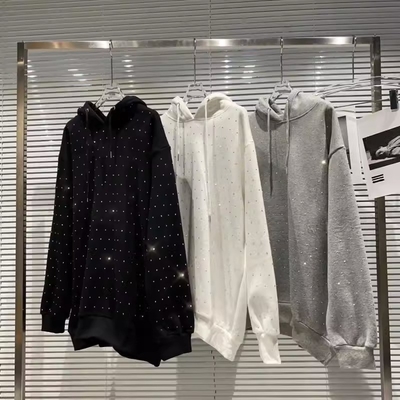 ซื้อ เสื้อฮูดีผู้หญิง พร้อมโลโก้ตามสั่ง และการพิมพ์กราฟิกกลิตเตอร์ในสไตล์ฤดูใบไม้ผลิ-ฤดูใบไม้ผลิ online manufacture