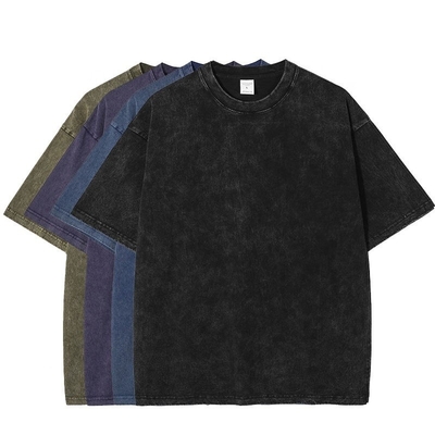 ซื้อ เสื้อยืดวินเทจชาย 100% ผ้าม่าน ล้างกรด น้ําหนักหนัก Custom หินเปล่า ล้าง online manufacture