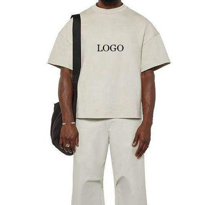 ซื้อ สไตล์ฮิปฮ็อป 300 กรัม 100% ผ้าใบ ชาย Custom Drop Shoulder ขนาดใหญ่ ตัด T-Shirt กล่อง online manufacture