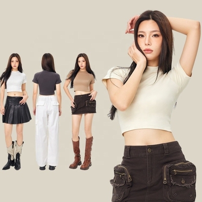 ซื้อ การพิมพ์ตามสั่ง โลโก้กราฟิก ลายตัด เสื้อยืดเด็ก เสื้อผ้าผู้หญิง online manufacture