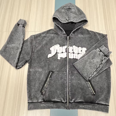 ซื้อ 500 กิโลกรัม หนาผ้าใบ ซิปเปอร์กระเป๋าสตางค์ แพทช์ แต่งกระเบื้อง Hoodie ผู้ชาย online manufacture