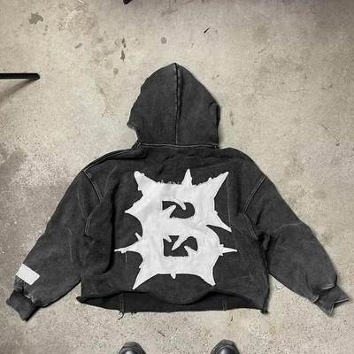 ซื้อ 100% แปลกผ้าใบ Custom แต่งแดดผ่อนคลายตัด Edge Acid ล้างตัด Hoodies สําหรับผู้ชาย online manufacture