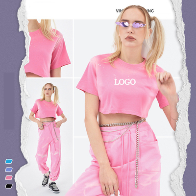 ซื้อ 2024 ซัมเมอร์ แซด วอช แพ้ร้อน เซ็กซี่ โครป ท็อป ผู้หญิง เสื้อT online manufacture