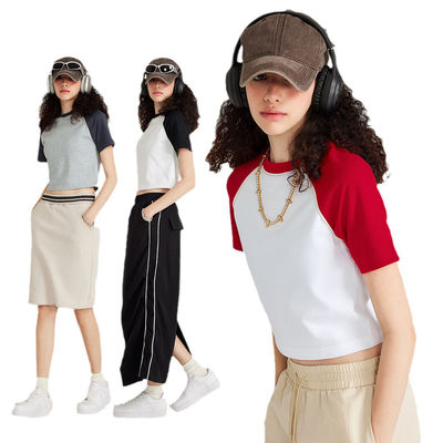 ซื้อ วินเทจ คอนตราสต์ แรกลาน แขนเบสบอล เทีสําหรับสตรีทเวอรี่อเมริกัน สไตล์ผู้หญิงร้อน online manufacture