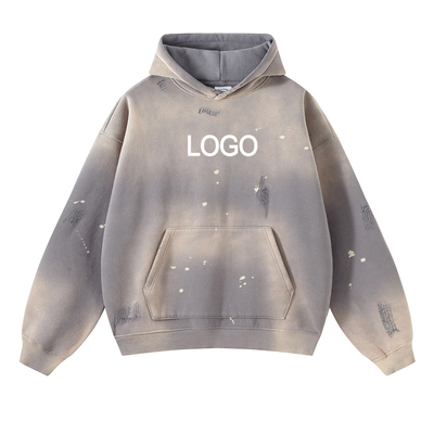 ซื้อ สเปรย์ทาสี ยูนิเซ็กซ์ ขนาดใหญ่ Hoodies Custom 450GSM 100% ผ้าใบหนา Terry ฝรั่งเศส online manufacture