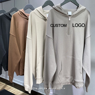 ซื้อ 300-700 กรัม ถุงเทพ unisex ผู้ชาย เสื้อถนน ขนาดใหญ่ พัฟพ์พิมพ์ ครึ่งซิปขึ้น Hoodies 3xl 4xl 5xl online manufacture