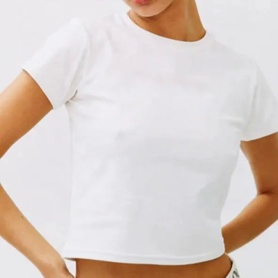 ซื้อ เสื้อยืดขาวบาง สําหรับผู้หญิง เสื้อยืดที่หายใจได้ ผ้าปู สั้น หลังคอ online manufacture