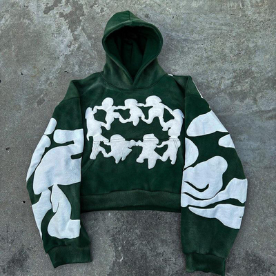 ซื้อ เสื้อผ้าถนน ฝรั่งเศส เทอร์รี่ตัดเสื้อกัน Hoodie ผู้ชายการสั่งซื้อ Puff Print Design online manufacture