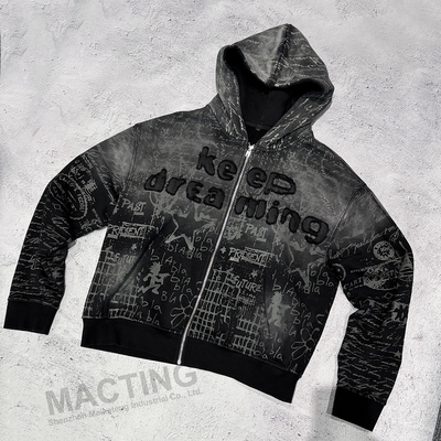 ซื้อ พิมพ์เต็ม วินเทจ สะบัดใจ แอพลิเคชั่น แต่งกระโปรง Hoodie 800 กรัม น้ําหนักผ้า online manufacture
