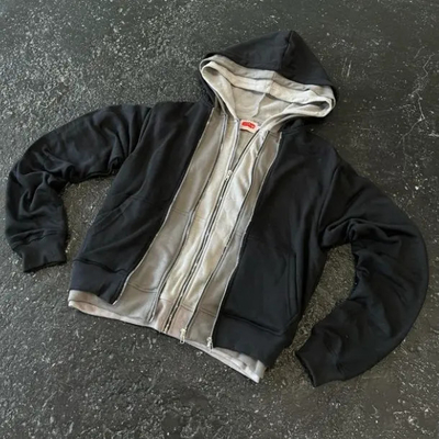 ซื้อ ผู้ผลิต สินค้าฝรั่งเศส เทอรี่ แปลกกระดูก Unisex หินล้าง Hoodies หนัก Double Triple Layer Zip Up Hoodie ขาวผู้ชาย online manufacture