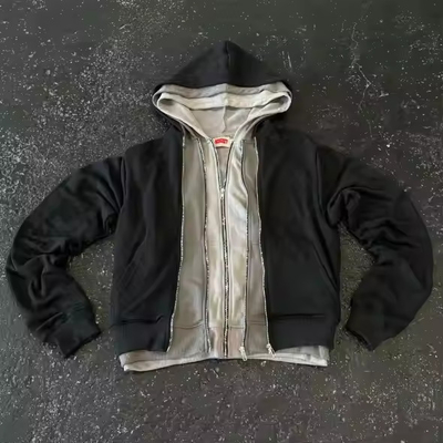 ซื้อ สตรีทวอเรอร์ ซิปอัพ ฮูดี คอลล์ หัวหมวก OEM Custom สามชั้นฮูดีสําหรับผู้ชาย online manufacture