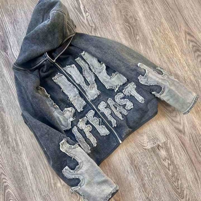 เสื้อฮูเดย์สีสันดีๆ แบบพัดลายแบบพัดลายแบบพัดทับด้วยซิปเต็มและพัดทับ