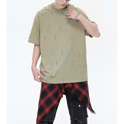 240Gsm ถุงเทพมะนาว ขนาดใหญ่ เสื้อ Glitter สําหรับผู้ชาย แพทช์เวิร์ค แรกลาน