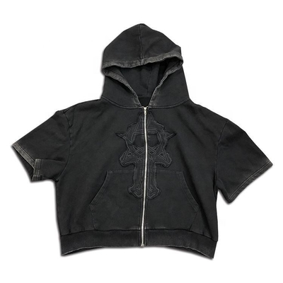 เสื้อกันสีดํา วินเทจ สีขาว ขนาดใหญ่ Anti wrinkle Summer Streetwear Hoodie ล้าง