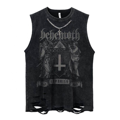 สตรีทวอเรทคูสต์ โลโก้ ตัดแฮม Raw Hem Tank Tops สําหรับชีวิตประจําวัน