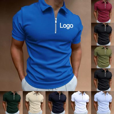 ตราที่กําหนดเอง เสื้อโปโลผู้ชาย พอลเลสเตอร์สแปนเด็กซ์ที่หายใจ ซีปเปอร์
