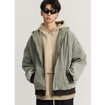 โลโก้ที่กําหนดเอง ฤดูหนาวแฟชั่นวินเทจ ผู้ชาย ขนาดใหญ่ ผ้าใบผ้าห่ม Hoodie เสื้อโค้ท