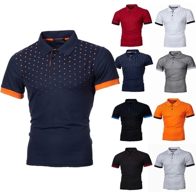 การสนับสนุน 7 วัน สั่งตัวอย่าง เวลานําเสื้อโปโลสีแข็งของผู้ชายที่มีพิมพ์โพลกา ดอท