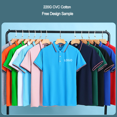 การพิมพ์ผ้าไหม Custom Logo สีแข็ง สีเรียบ สีเปล่า เสื้อโปโลผ้าใบ CVC