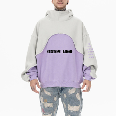 พัฟพิมพ์ ชายสองโทน Hoodie น้ําหนักสูง หนาวผ้าใบ sweater hoodie ลงไหล่