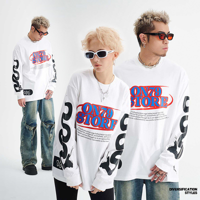 ดรอป ไหล่ขนาดใหญ่ เสื้อเสื้อแขนยาว ชาย ยูนิเซ็กซ์ 230 กรัม