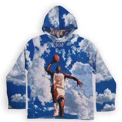 แอนติ-สริง หนักฝรั่งเศส เทอร์รี่ ขนาดใหญ่ พิมพ์ ผู้ชาย เนื้อผง Anime Tapestry Hoodie