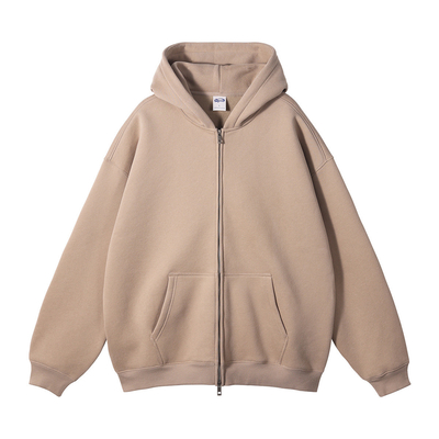 ซูเอดฤดูใบไม้ร่วงฤดูหนาว 350G หัวสองซิปฮูดี คาร์ดิแกน ซีปคอเสื้อยืด