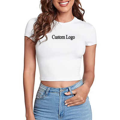 ยั่งยืน 2023 ชุดเสื้อยืดแบบพอลิเอสเตอร์ธรรมดาสําหรับผู้หญิง Summer Baby Tee Y2k Crop Tops