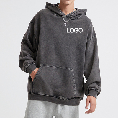 เสื้อกลางผ้าใบสวมหมวก ผ้าใบสับสน ล้างกรด 420Gsm หนัก 100 แป้ง ขนาดใหญ่