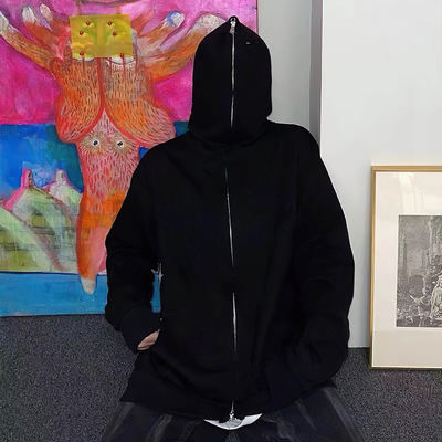 ชาย Custom Full Face Zip Neck Hoodie ใน M-3XL หรือขนาดตามสั่ง