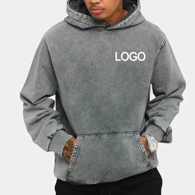 ฝรั่งเศส เทอรี่ แอซิดล้าง Hoodie ชาย Hoodie แอซิดล้าง Sublimation พิมพ์ วินเทจ