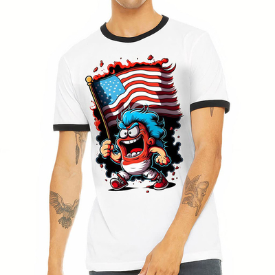 ส่งไว เสื้อ T Ringer ที่แต่งเอง มีคอคลีนมีริบหนัก และผ้าผ้า 100%