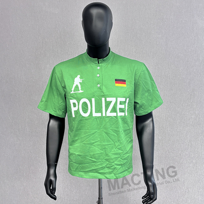 สั้นแขน 100% แปลกเสื้อ T Polo สําหรับผู้ชาย Custom Button ยืนคอยั่งยืน