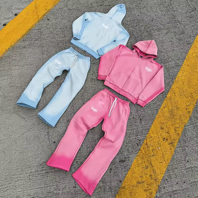 ชุดวินเทจจอร์จิ้งแบบสั่งซื้อ ซีปอัพ ซีปอัพ แอซิดวอลช์ ชุดออกกําลังกาย ชุดออกกําลังกายฮูดีและชุดออกกําลังกายขยายตัว ชุดออกกําลังกายสําหรับผู้ชาย
