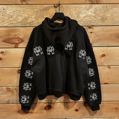 Custom Full Multi Pockets Zip Up Oversized Hoodie ผู้ชายสั้น ยูนิเซ็กซ์ แต่งกระดาษ Hoodies น้ําหนัก