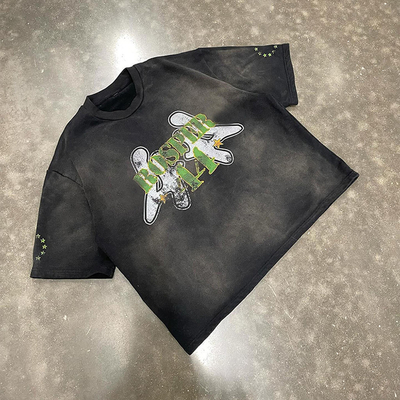 Custom 100% Cotton Boxy Fit วินเทจ ล้างกรด เสื้อยืดแดดลื่น เสื้อยืดกราฟิก ชาย OEM / ODM การสนับสนุน OEM / ODM บริการ