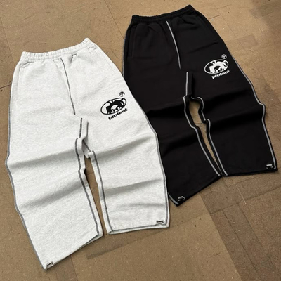 Custom 500 Gsm French Terry Wide Leg Sweatpants แขนกางเกงขากางเกงกางเกงกางเกงกางเกงกางเกงกางเกงสําหรับผู้ชาย
