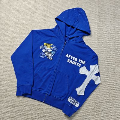 ชายสตรีทเวิร์ทคาสตูล หนัก 420 กรัม ผ้าขีดขีดขนของฝรั่งเศส เทอร์รี่ รีนสโตน ฮูด ซิปอัพฮูดี